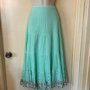 Sweet by Miss Me Mint A-Line Skirt with Sequin Hem size L